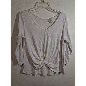 Status by Chenault Blouse Twist Front Business Casual Y2K White Size Medium